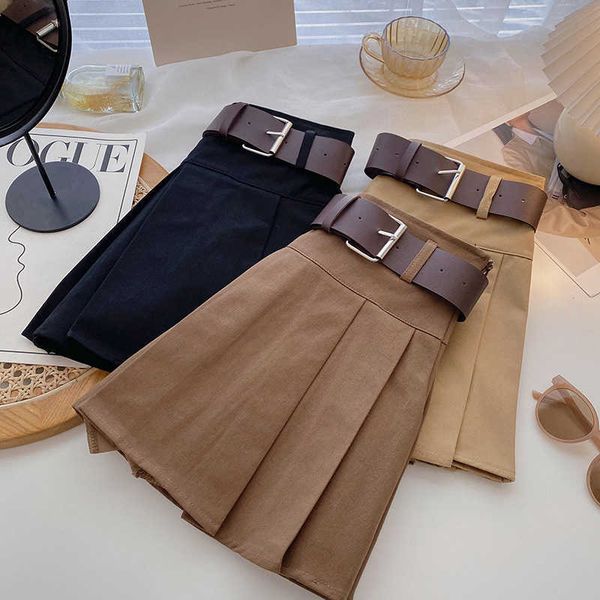 Skirts Summer Girls Skirt Teenage Skirt For Baby Kids Skirt Children Streetwear Clothes Fashion Preppy Style Pleated Belt 4-13Y T230301