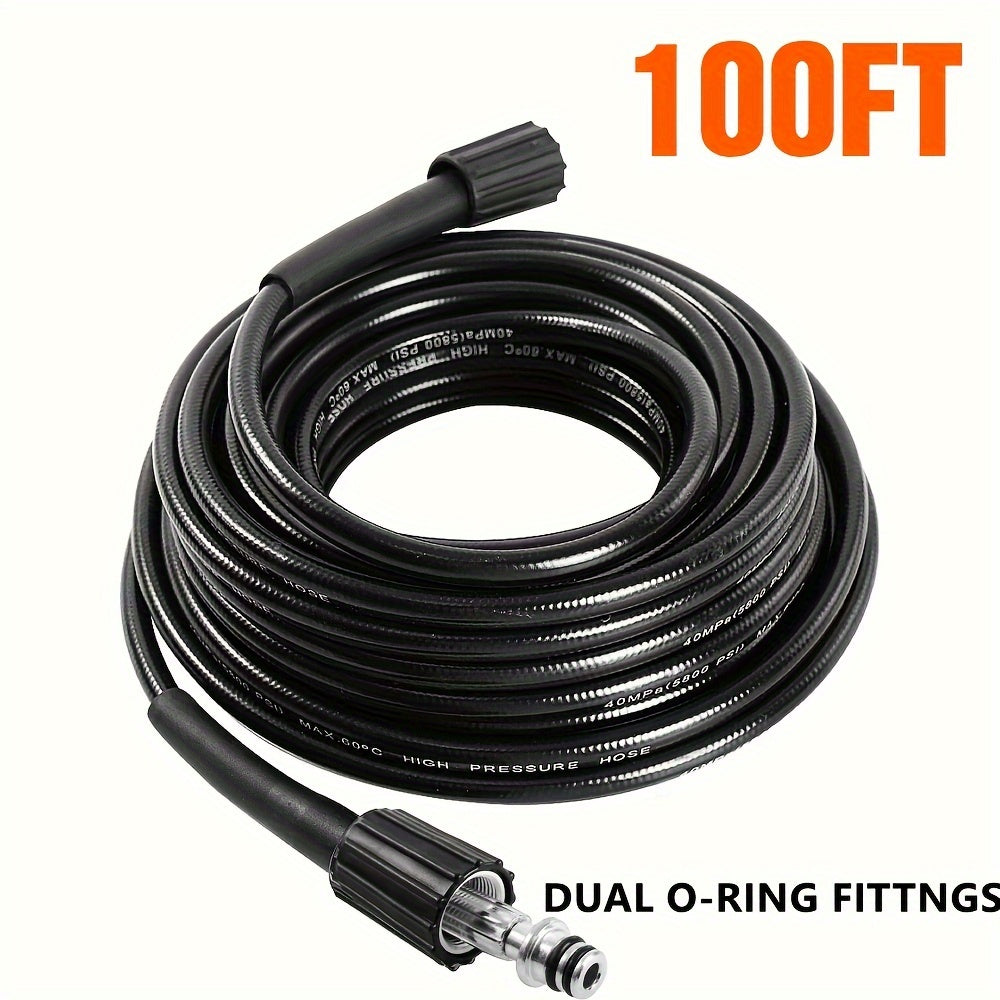 TEMU 5800psi High Pressure Washer Hose 25- 50- 100ft M22-14mm-15mm Fittingsdouble Rod Thread Washer Extension Hose