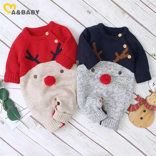 0-18 meter Christmas baby clothing for newborns boys and girls deer Rper knitted warm jumpsuit Christmas baby clothing Y250111