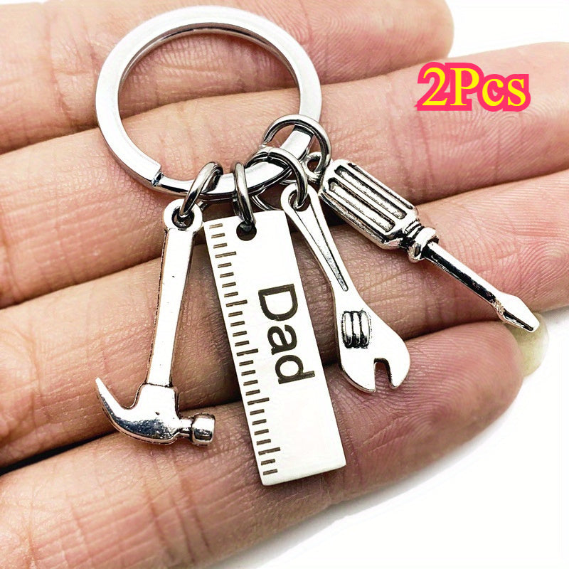 TEMU 2pcs Fashion Dad Letters Keychains, Creative Hammer Screwdriver Wrench Keyring, Handbag Decor, Tassel Hanging Pendant, Father's Day Gifts Gift