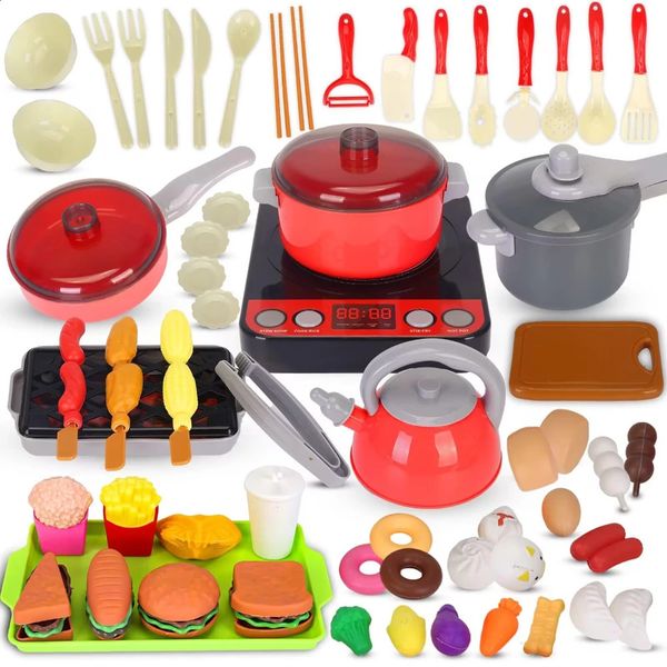 WizKidz Kids Kitchen Accessories Set Play Food Sets Cooking Pots Pans Utensils Cookware Toys Kitchen Playset for Girls Boys 240823