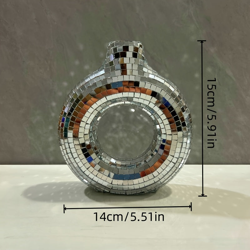 TEMU 1pc Donut-shaped Vase, Decor Planter, Round Vase, Decorative Vase, Suitable For Wedding, Dining Table, Party, Living Room, Office, Bedroom,