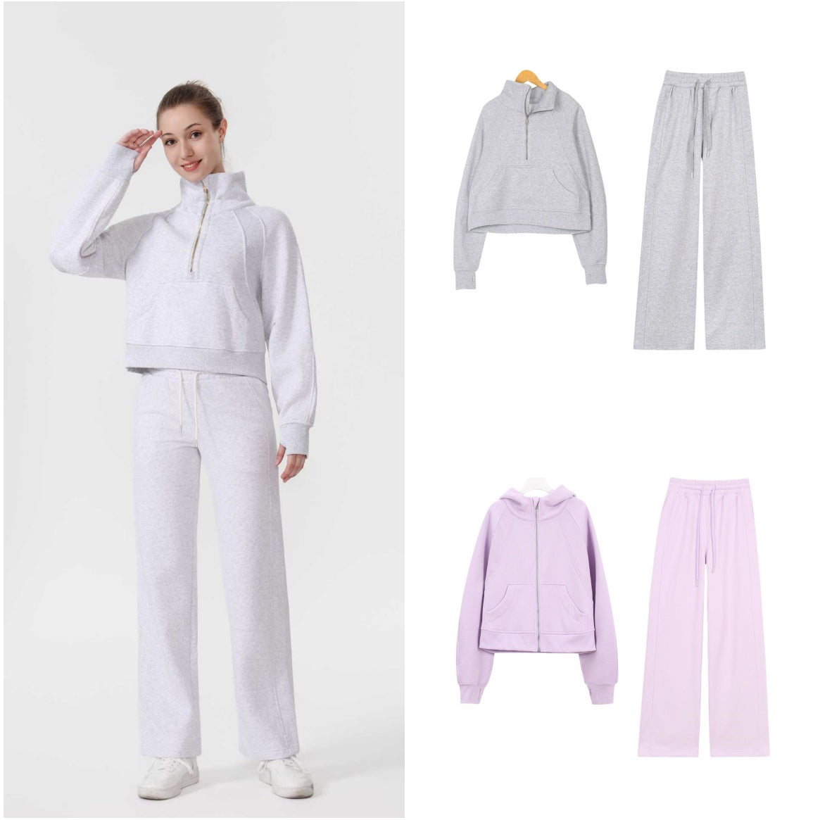 Hoodies Yoga set Jogger Pants Diving Hoodie Jacket 2 Piece Autumn Lightweight Lounge Wear Warm Well-fitting Outfit Casual Streetwear Gym set Jacket