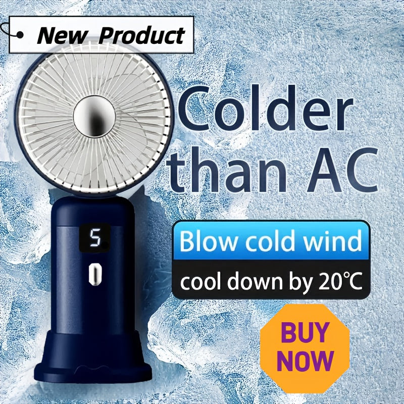 TEMU Portable Handheld Fan Rechargeable, 800mah Personal Fan With Led Display, 180° Foldable Mini Fan With 5 Speed, Phone Stand & Neck Hanging, Desk