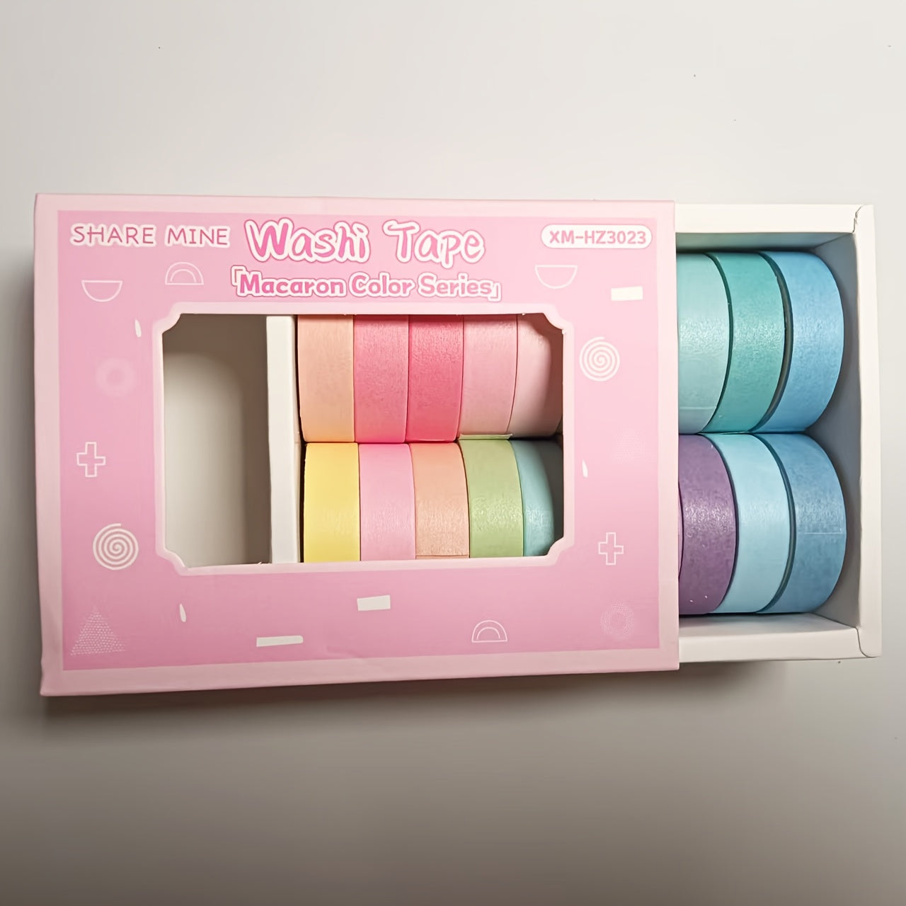 TEMU 20 Rolls Rainbow Macaron Tape Set, 10mm (0.4 Inches) Wide Colorful Decorative Tape For Diy Art Scrapbooking, Journaling, And Stationery Supplies