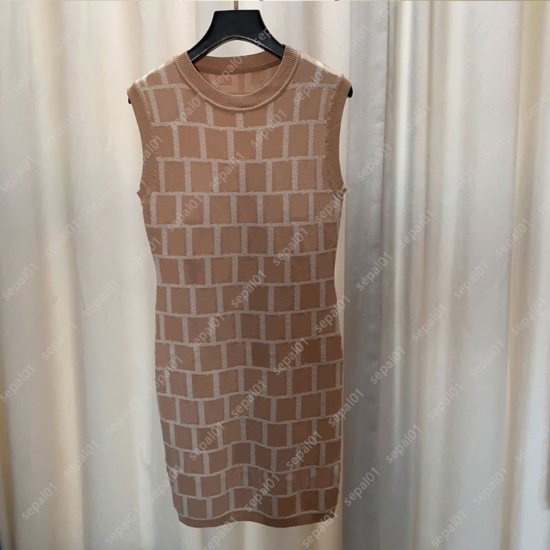 Designer Knit Vest Dresses For Women Fashion Full Letter Print Casual Knitted Skirts Sleeveless Summer Dress 3 Colors