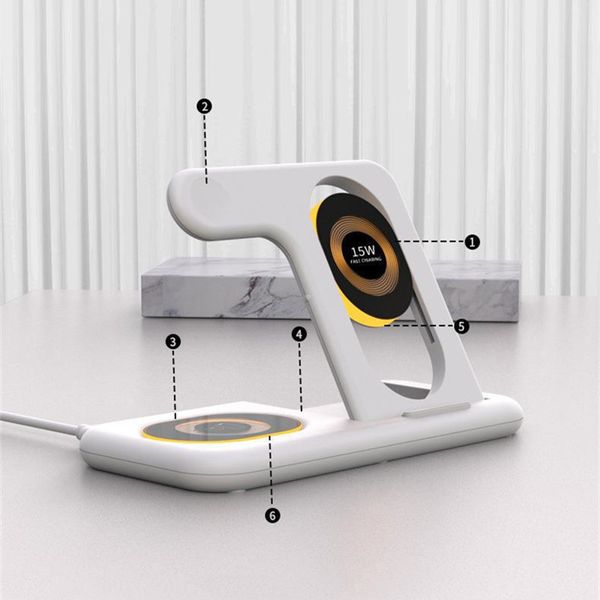 2024 Newest 15W 6 in 1 Wireless Charging Charger Station Compatible for iPhone 15 14 13 12 Apple Watch AirPods Pro Qi Fast Quick Chargers fo