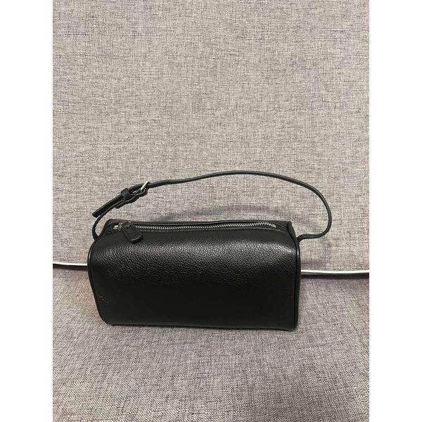 First Layer Cowhide Handbag Retro Simple Hand Shoulder Mini Suede Leather Pen Holder Bag