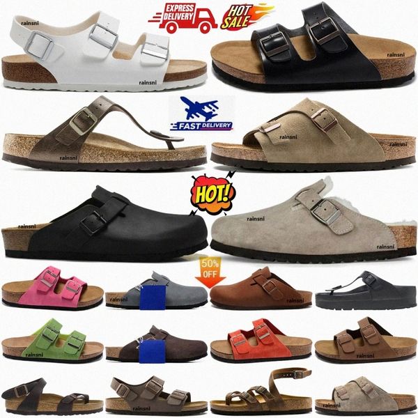 Clog Sandals Clogs Soft Footbed Suede Taupe Mocha Mens Womens Slippers Sandal Slipper Cork Flat Beach Stone Coin Men Women Black Brown White