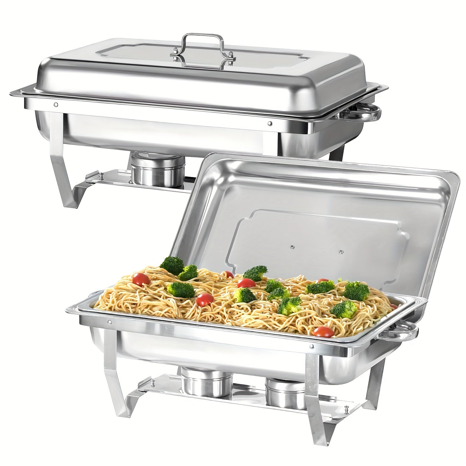 TEMU 2-4 Packs 8qt Full Size Chafing Dish Buffet Set, Rectangular Stainless Steel Food Warmer Sets With Lids, Food Pans, Water Pan And Fuel Holders