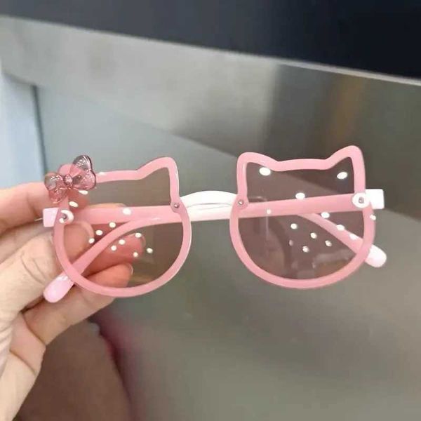Summer Children Cute Kit Sunglasses Acrylic Bow Outdoor UV Protection Sun Glasses Baby Girls Classic Kids Boy UV400 EyewearXJ250110