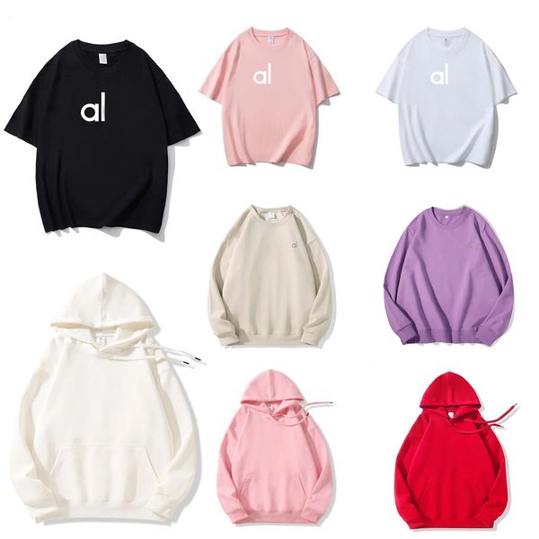 AL Hoodies Women Align Yoga Outfit Ninth close shirts Sweater short sleeves Crop Top Fitness Workout Neck Blouse Gym Ladies Womens shorts sl