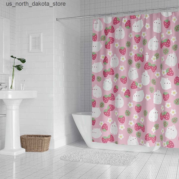 Shower Curtains Cute rabbit pink girl shower curtains bathroom decoration curtains with hooks home decoration J241205