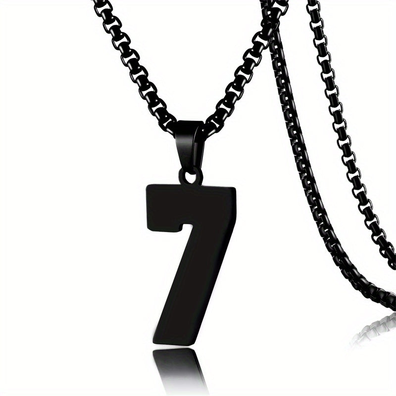 TEMU 0-19 Men Athletes Number Pendant Necklace Stainless Steel Sports Number Pendant Long Chain Necklaces For Boys Baseball-basketball-football Team
