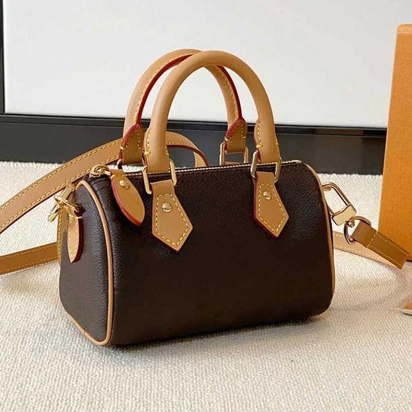 Shoulder Bags Top Designer Mini Nano 16cm Shoulder Bag Women Leather Denim Crossbody Luxury Brand Embossed Tote Purse Brown Flower Handbags