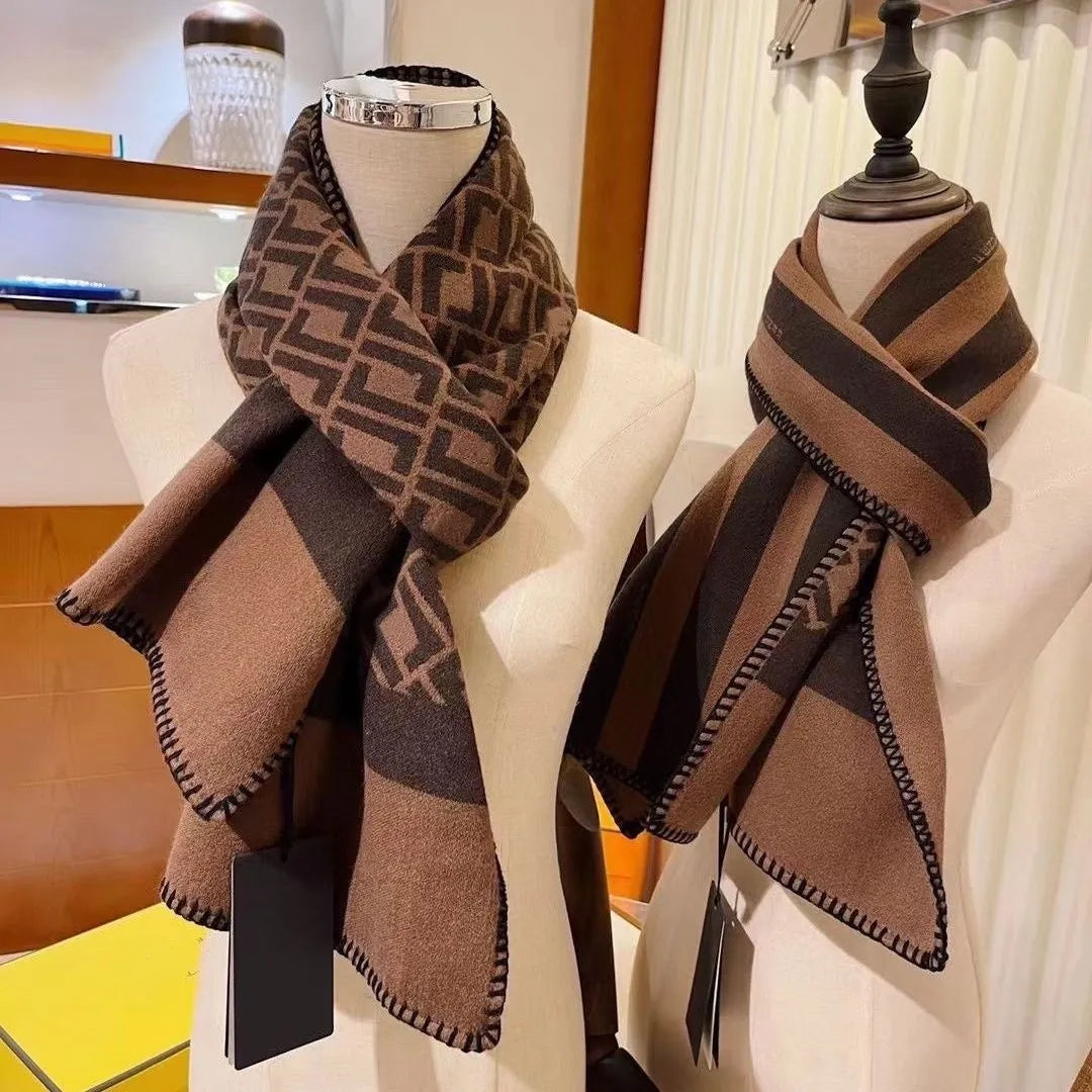 Designer Stylish Women Cashmere Scarf Full Letter Printed Scarves Soft Touch luxury Warm Wraps Autumn Winter Long High end Temperament