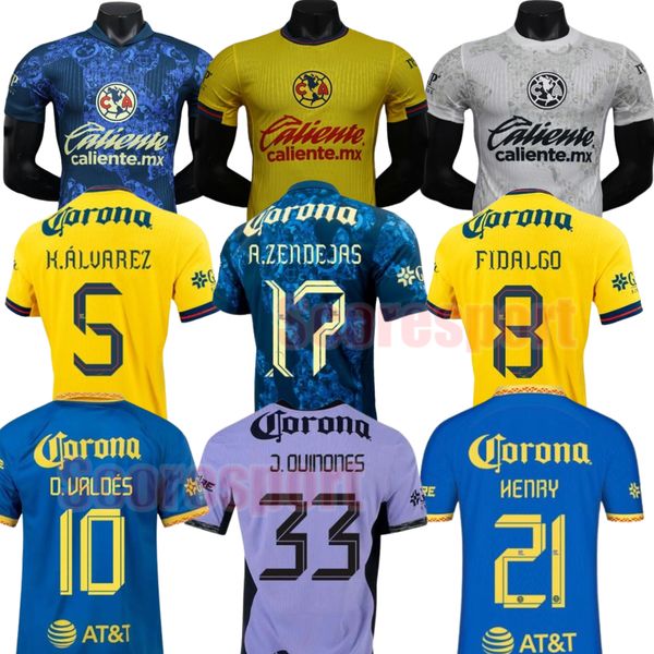 23 24 25 Club America Soccer Jerseys 2024 FIDALGO J. QUINONES HENRY Fan Player version Slim Fit Home Away D. VALDES Football Shirts Top Thai
