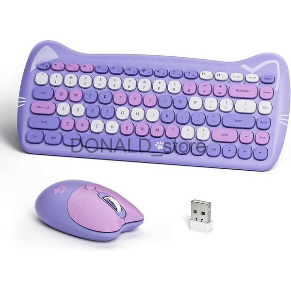 Keyboards Mofii Wireless Keyboard Mouse Combos Compact Wireless Keyboard and Mouse Set 2.4G Ultra-Thin Sleek Cute Cat Shape Design for PC J2