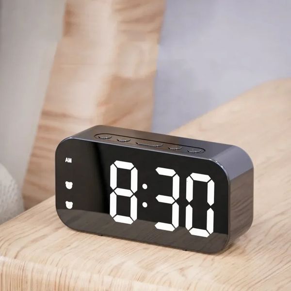Voice controlled digital alarm clock temperature dual alarm nap meter clock 3-level brightness adjustment 12-24H LED clock 241212