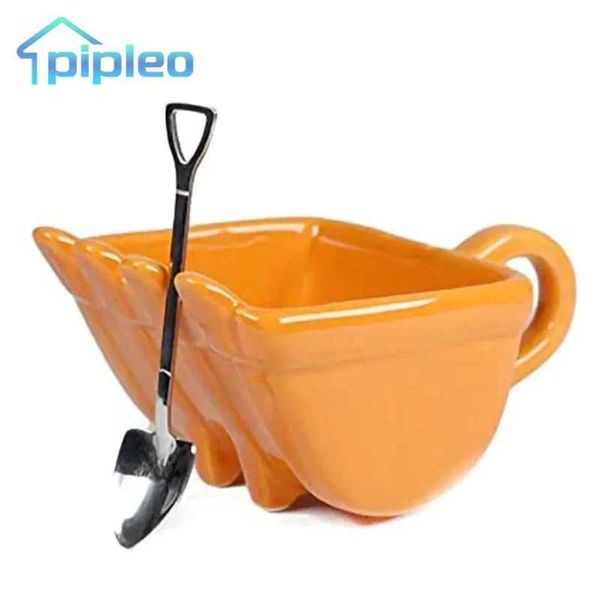 Excavator bucket coffee cup with spoon fun excavator coffee cup design cup Koffie cake container cake cup CL240905