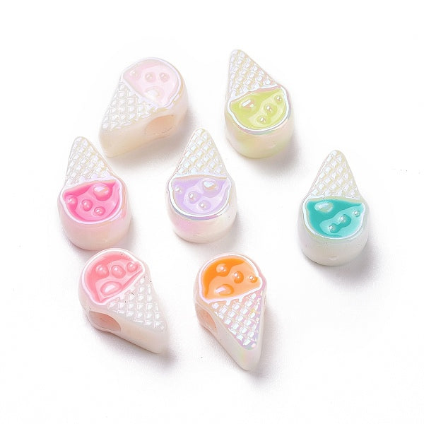 Placage uv perles européennes acryliques irisées arc-en-ciel