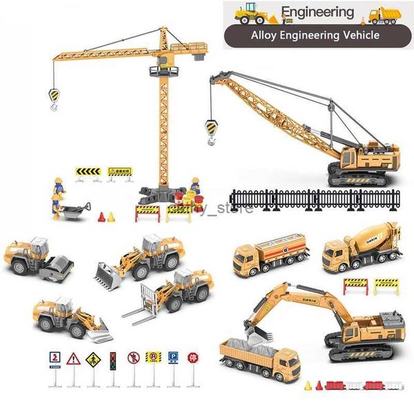 Diecast Model Cars New Simulation Alloy Engineering Vehicle Model Outdoor Game Alloy Excavator Bulldozer Children&#039;s Toys For Kids Gifts
