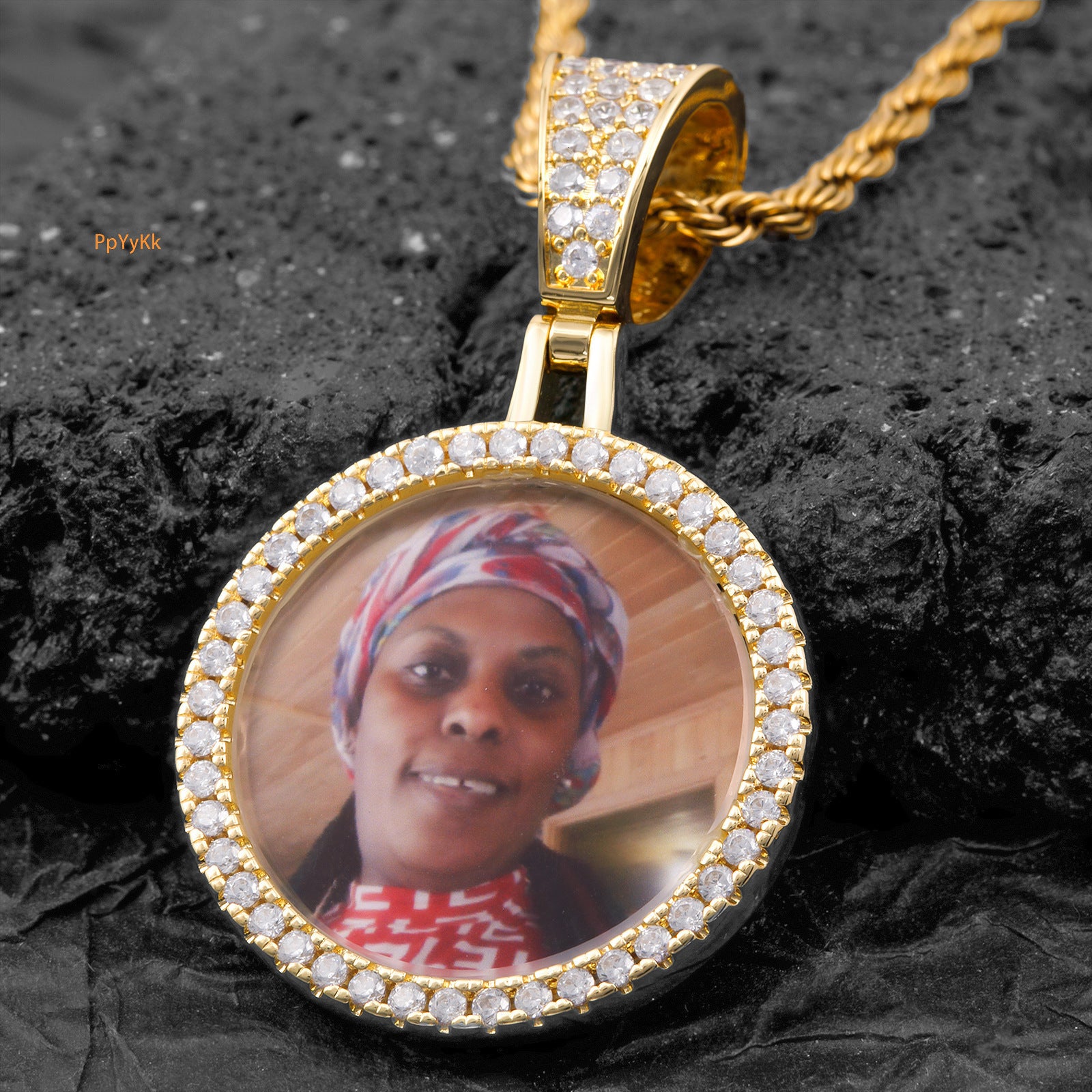 Hot selling Moissanite DIY Personal Photo Pendant Hip Hop Jewelry Photo Frame Personalized Pendant Necklace druzy jewelry
