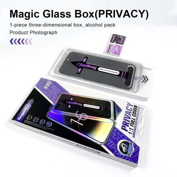 Hardness HD Privacy Auto Alignment Kit Tempered Glass for iPhone 16 Pro Max 15 14 13 12 11 XR Screen Protector with Easy Install Tray Auto D