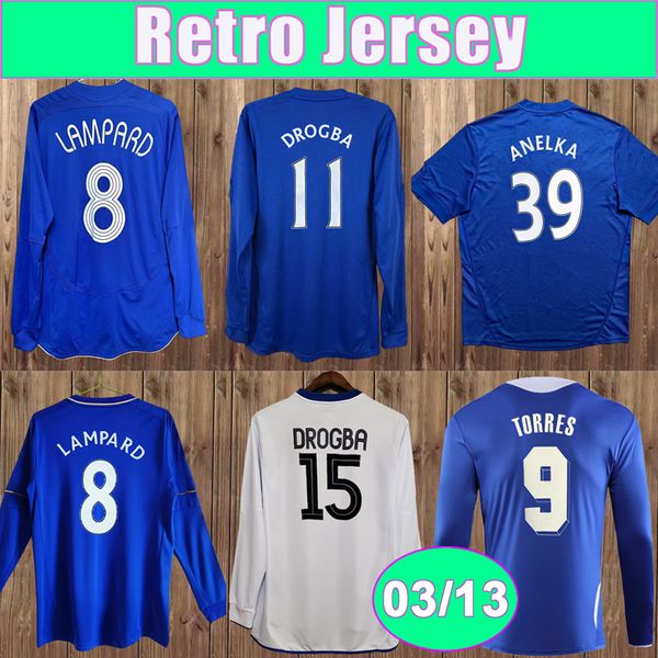 2003 2013 DROGBA LAMPARD Mens Retro Soccer Jerseys BALLACK SHEVCHENKO ROBBEN ANELKA TERRY IVANOVIC ALEX Home Away Vintage Football Shirts