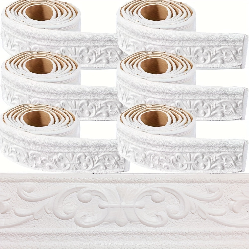TEMU 6 Rolls Of Crown Decoration Strips, 3d Wall Decor, 532 X 3 Inches Peel And Stick Self-adhesive Baseboard, Decorative Wallpaper Trim, Retro Style