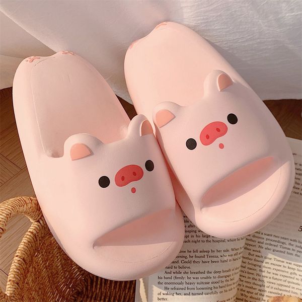 EVA soft soled home summer slippers girls Soft pink piglet indoor street sandals girls slippers