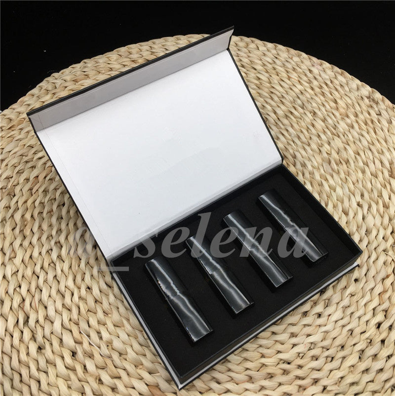 Brand Professional Lip Makeup Matte Lipstick Set 4 Color Lips Cosmetic Black Tube 4pcs-Kit