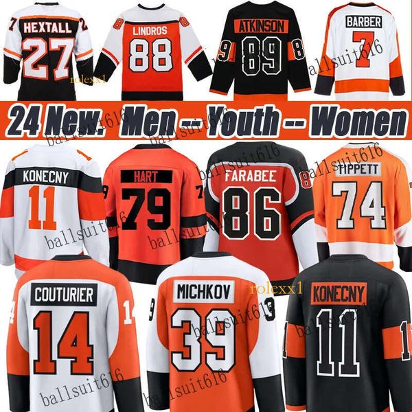 #39 Matvei Michkov flyers Carter Hart Jersey Sean Couturier Travis Konecny Brink Owen Tippett Farabee Bobby Clarke philadephia hockey jersey