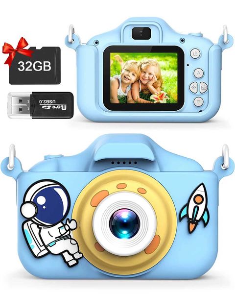 New Cartoon Kids Selfie Camera HD Kids Digital Video Cameras Toys with 32GB SD Card for Children Christmas Birthday GiftsM240803