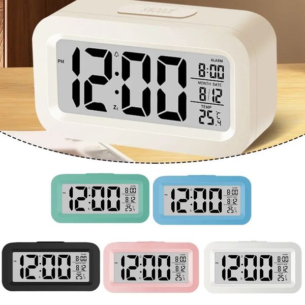 Digital LCD Alarm Clock With Calendar Thermometer For Desk Travel Office Decor Portable Table Large Screen Display 250116
