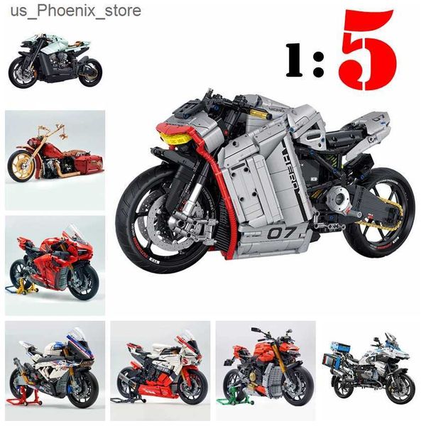 Model Building Kits 1 5 Motorcycle Moto Racing CAR Motorbike City Vehicle Sets Off Road Model Building Blocks MOC Kits Kids Toys Action Figu