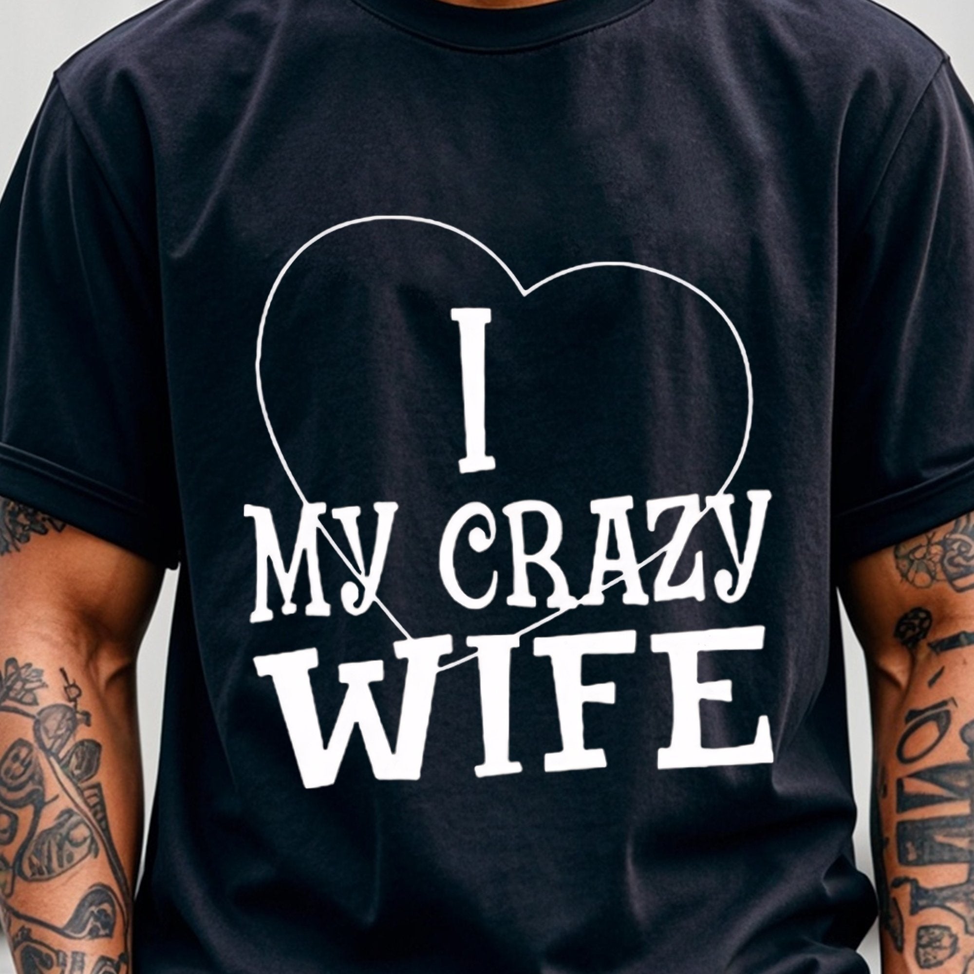 TEMU Gifts For Husband, Casual Loose Shirts "i Love My..." Crew Neck Casual T Shirt, Moisture-wicking, Breathable, Lightweight, Casual , Outdoor