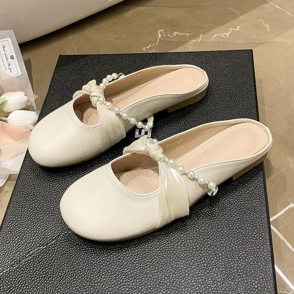 French Baotou Half Slippers Women&#039;s Summer Wear 2023 New Evening Fairy Style Flat Single Shoes Lazy Pregnant Women Sandals, refreshing