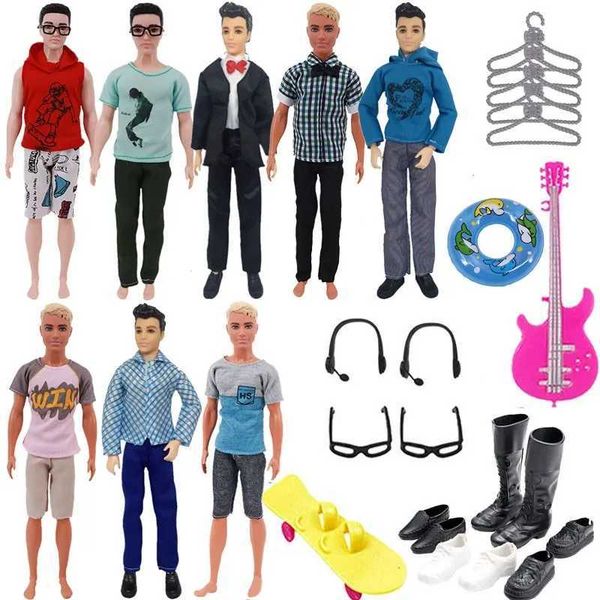 Doll Apparel Dolls 30 pieces-set of Ken doll clothing for free delivery glasses shoes hangers guitar skateboard head WX5.279PAF