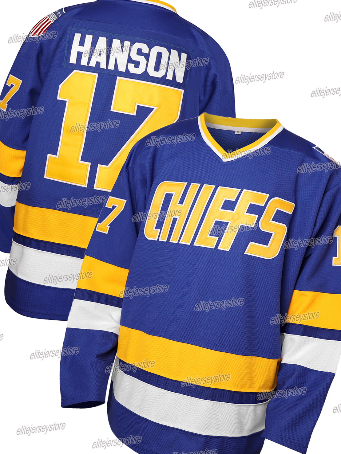 In stock Jeff Hanson Brother Mens Charlestown Chiefs Movie Hockey Jerseys Christmas Gift 100% Stitched Fast Shipping Letter Number Design Men&#039;s