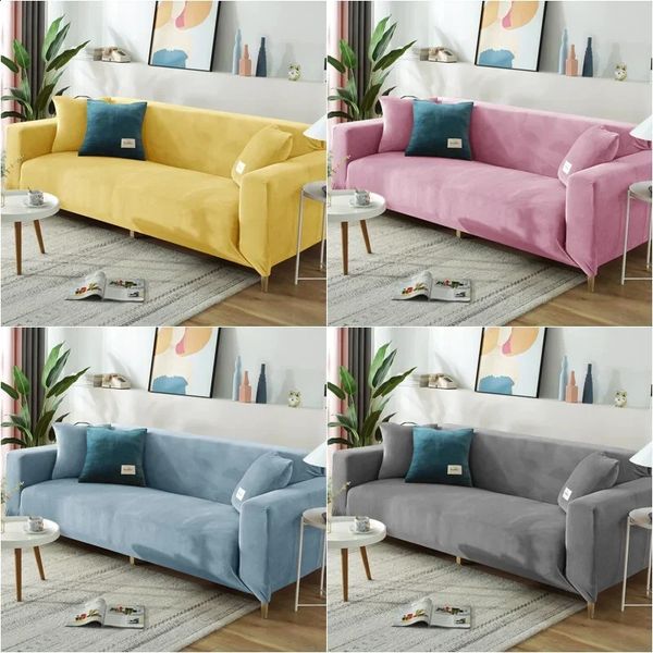1-2-3-4 velvet plush sofa cover with elastic packaging complete set of sofa cover for living room Funda armchair sofa slider 241118
