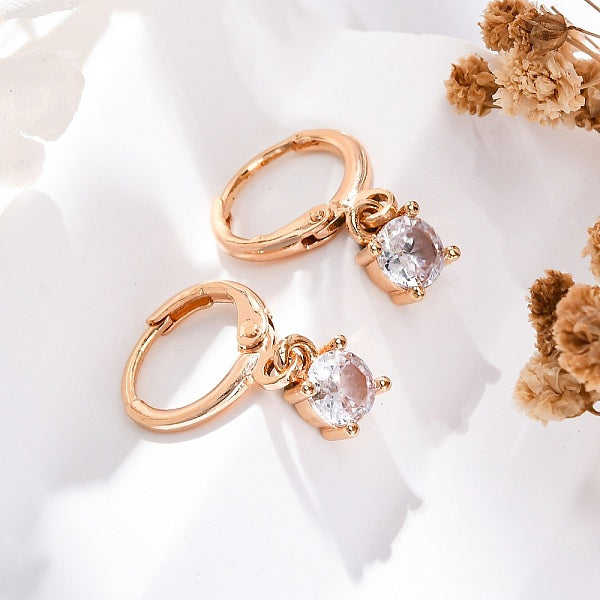 Boucles d'oreilles pendantes carrées en laiton avec micro pavé de zircons cubiques transparents