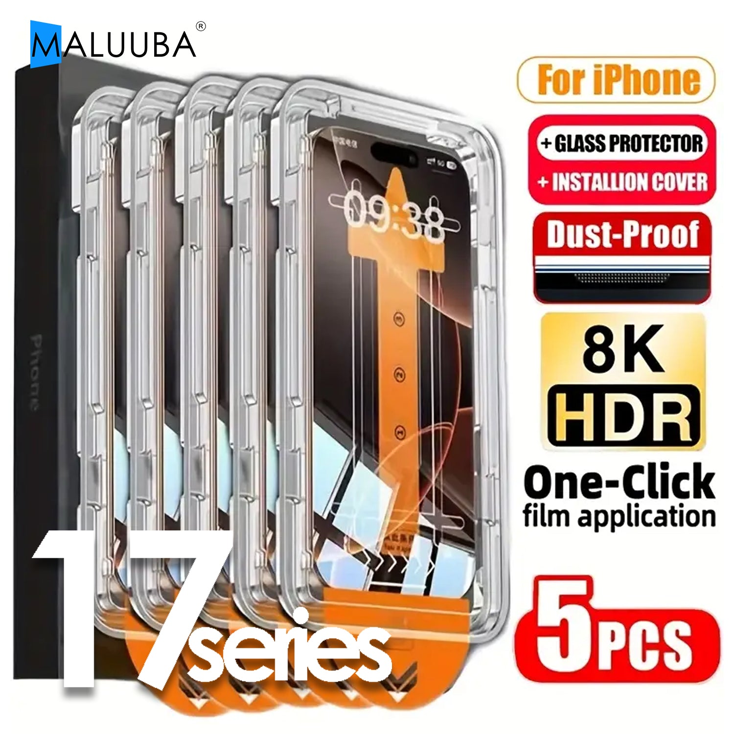 TEMU [5pcs High Definition Dust-free Screen Protector] 5pcs Oil Coating, Tempered Glass, Suitable For Iphone 17 Pro Max-air 16-16e-15-14-11-13-12 And