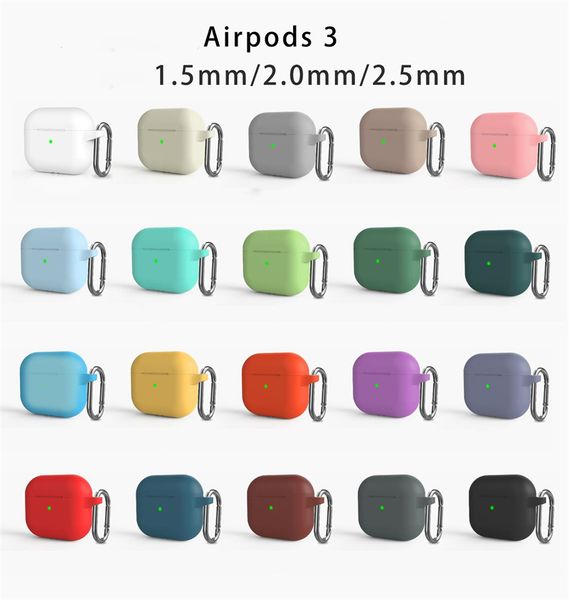 Candy Color Drop-proof Protective Earphone Cases For Airpods 3 Anti-fingerprint Bluetooth Silicone Headphone With Hook