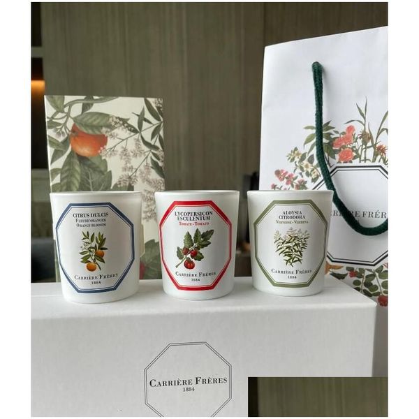 Scented Candle Carriere Freres Scented Candle Set 3Pc Perfume Christmas Limited Edition Edc English Pear Red Rose Fragrance Candles Durable
