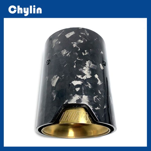 M Logo Forged Carbon Fiber+Golden Stainless Steel Exhaust Tip Tailpipe for BMW M2 M3 M4 M135i M235i M140i M240i M335i M340i M435i