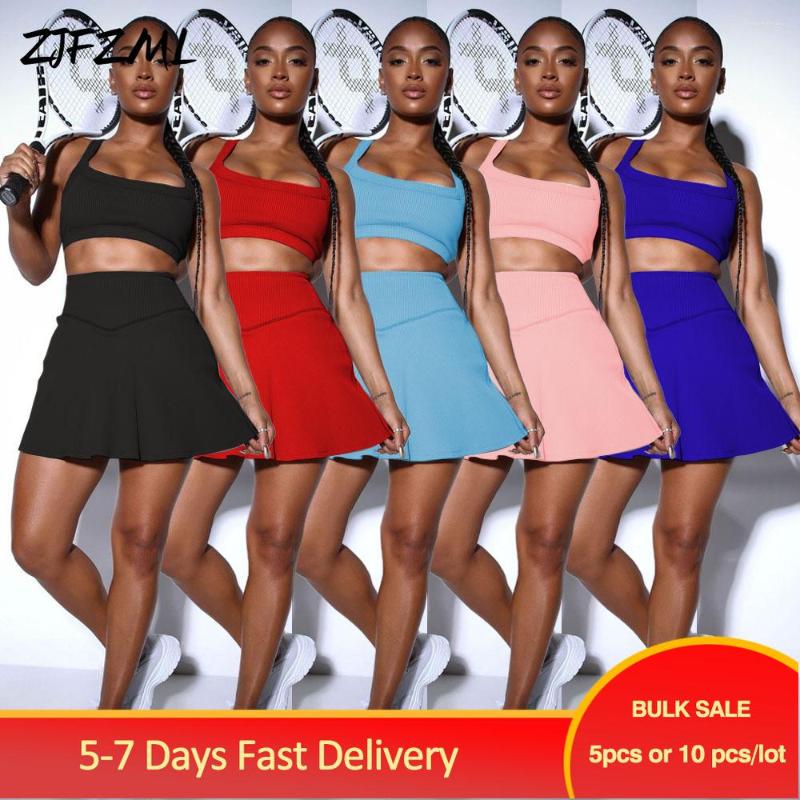 Work Dresses Bulk Items Wholesale Lots Preppy Style 2 Piece Sets Womens Outfits Y2k Clothing 2023 Sleeveless Vest Tops High Waist Culottes