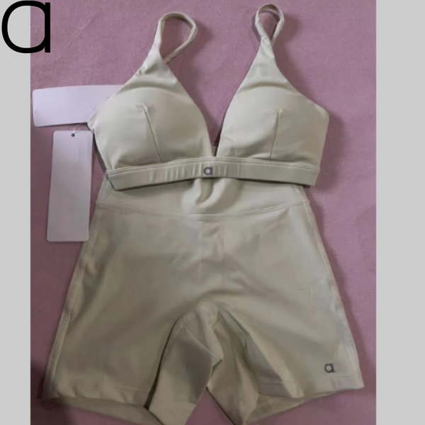 A491 Women Shock-proof Bra with Chest Pad and Breathable Shorts Sports Set Outdoor Fiess Yoga Clothing