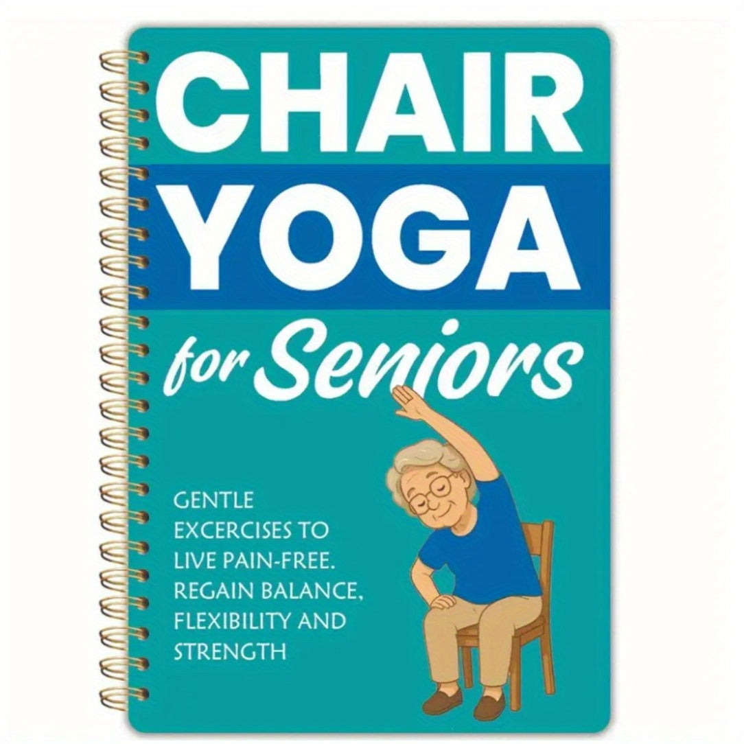 TEMU Elderly Chair Yoga Guide Spiral Notebook - A5 Thick Cover Design With Movement Tracking Plan, Gentle Exercise For Seniors, Beginners & Office