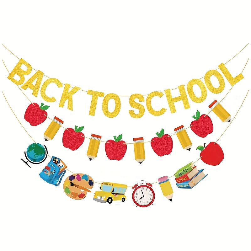 TEMU Vibrant Back To School Banner - Colorful Welcome Decor With , Pencils & School-themed Elements For Classroom, Teacher Office, Or Preschool